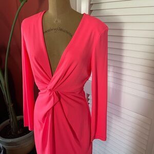 Zara Neon Pink Tie Front Mini Dress